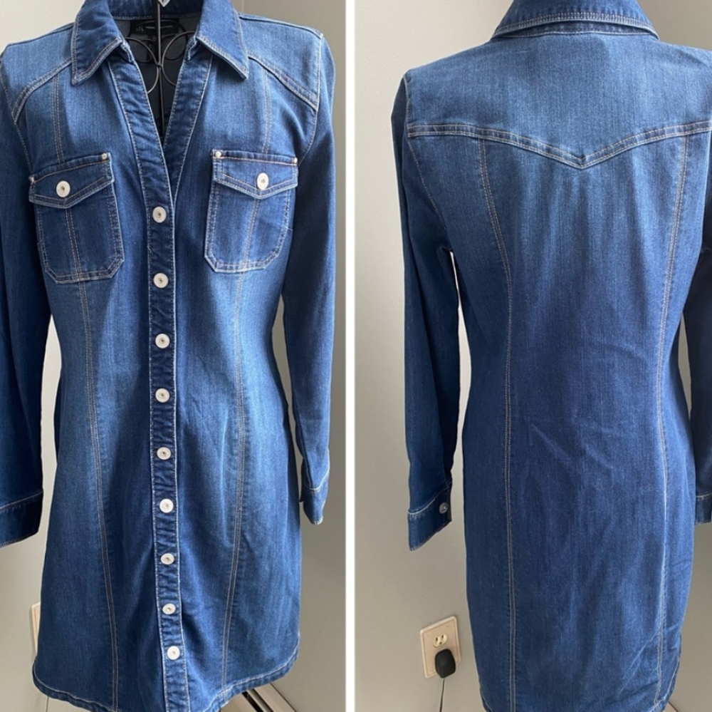 INC long sleeve denim dress